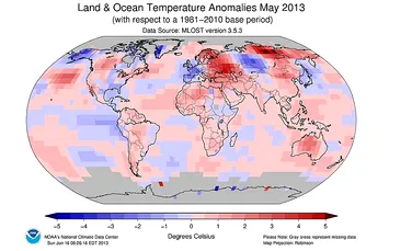 Luna mai a fost a treia cea mai călduroasă înregistrată pe Terra de la începutul măsurătorilor
