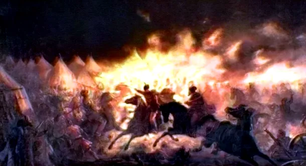 Atacul de noapte de la Târgovişte - pictură de Th. Aman