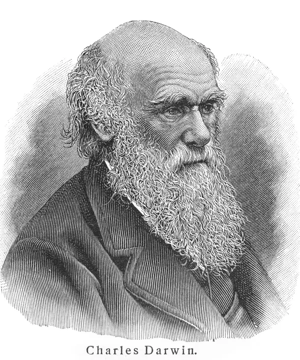 Portret de epocă al naturalistului Charles Darwin.