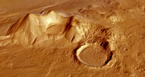 Dealuri şi cratere de impact jalonează zona Promethei Terra.