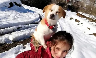 O fetiță și-a cărat câinele pe spate doi kilometri, prin zăpadă, pentru a ajunge la veterinar