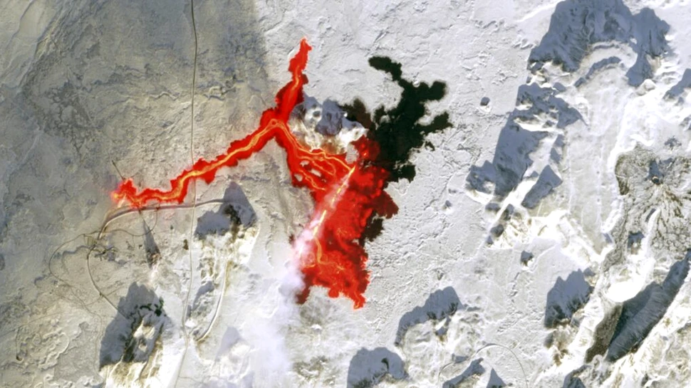 Islanda „sângerează”: fotografia spectaculoasă surprinsă de un satelit Copernicus