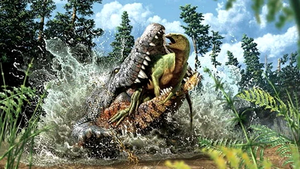 O descoperire spectaculoasă. Fosila unui crocodil, găsită cu rămășițele unui dinozaur în stomac