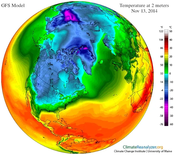 Temperaturile înregistrate joi. În zonele cu albastru şi violet sunt sub 0 grade Celsius