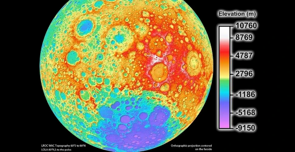A fost creată o nouă hartă topografică a Lunii, cu cea mai mare rezoluţie atinsă până acum
