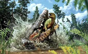 O descoperire spectaculoasă. Fosila unui crocodil, găsită cu rămășițele unui dinozaur în stomac