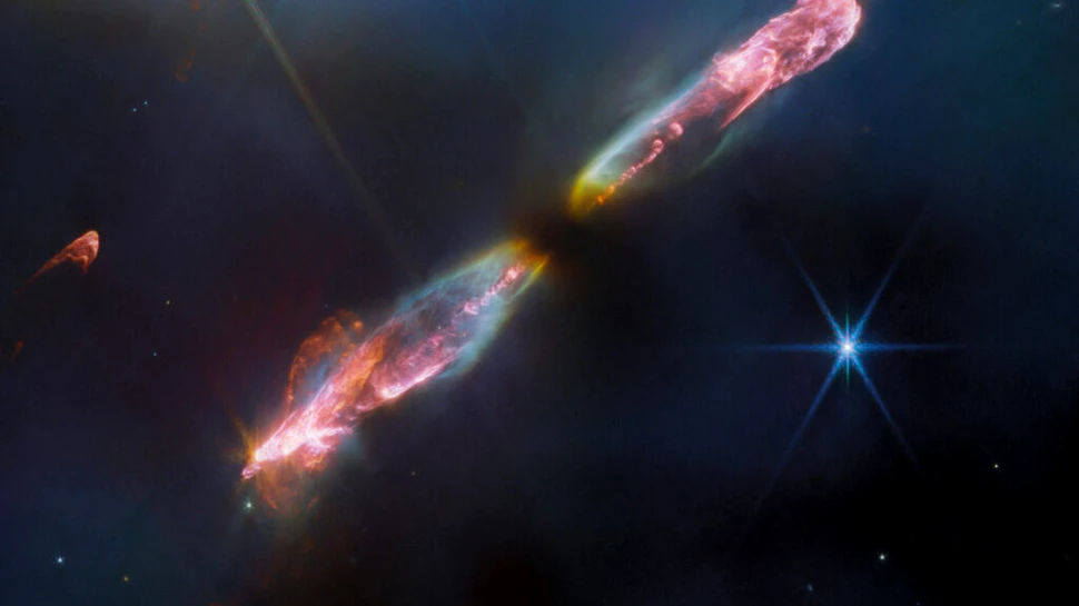 Telescopul Webb a surprins „scurgerea” supersonică a unei stele tinere