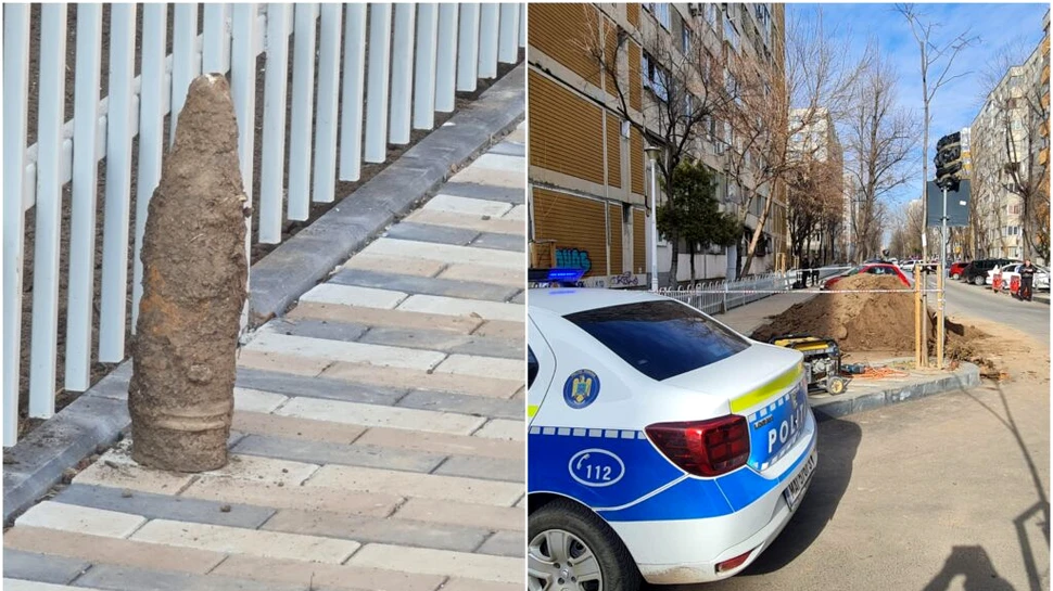 Proiectil din Al Doilea Război Mondial, găsit în grădina unui bloc din București
