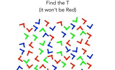 Provocarea de a găsi litera ”T”, care nu e de culoare roşie, demonstrează că atenţia poate fi setată. FOTO+VIDEO