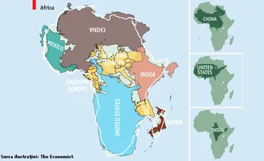 Din cauza proiecţiei Mercator, nu ne dăm seama cât de mare e Africa!
