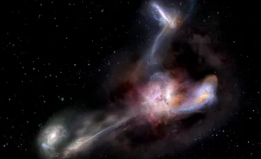 Astronomii au descoperit o galaxie canibală, cea mai strălucitoare şi mai lacomă din tot Universul. ”Păcatul” acesteia poate duce la autodistrugere