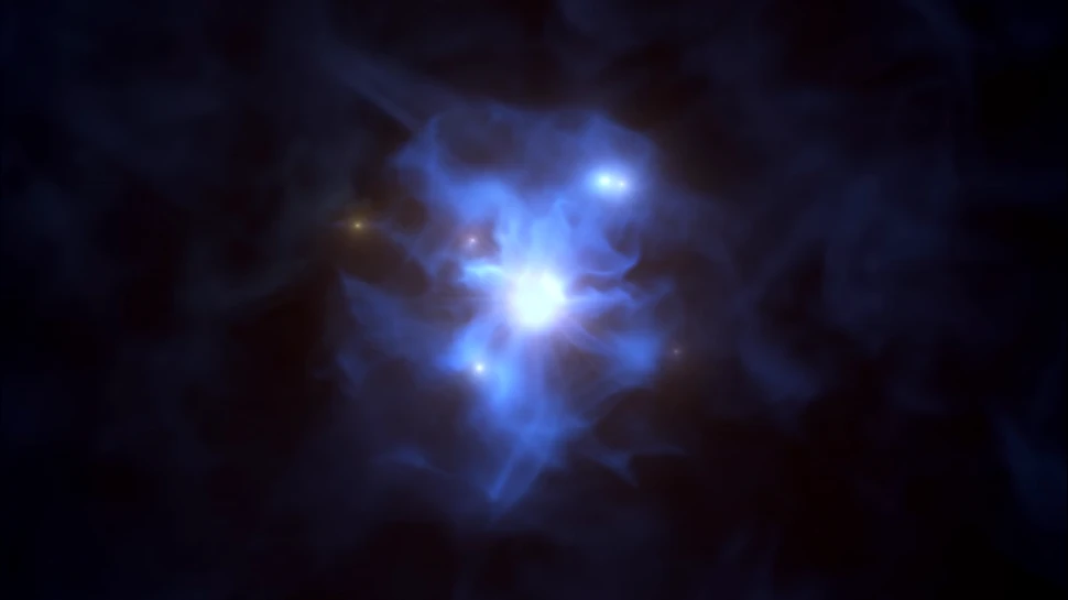 Astronomii au găsit șase galaxii care orbitau în jurul unei găuri negre gigantice