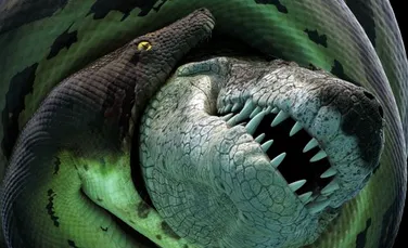 Crocodil gigantic versus şarpe uriaş. Creaturile incredibile care se luptau pentru hrană