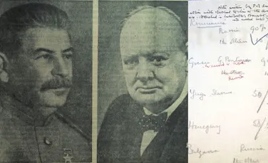 ”Documentul obraznic” prin care România a trecut sub influenţa sovieticilor, făcut public pentru prima dată. Cum au împărţit Churchill şi Stalin Europa de Est la un pahar de whiskey