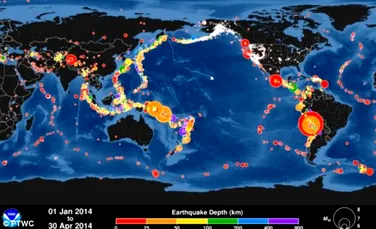 Aprilie 2014, luna cutremurelor: un timelapse prezintă activitatea seismică a Terrei în acest an. Specialiştii sunt derutaţi (VIDEO)