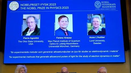 Premiul Nobel pentru Fizică 2023, acordat pentru descoperiri importante în studiul electronilor