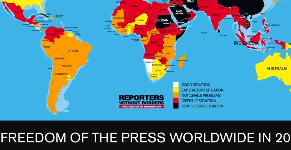 Harta libertăţii presei în lume. Pe ce loc se află România? (FOTO)