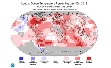 Încălzirea globală: octombrie, a 332-a lună consecutivă cu temperaturi globale peste medie