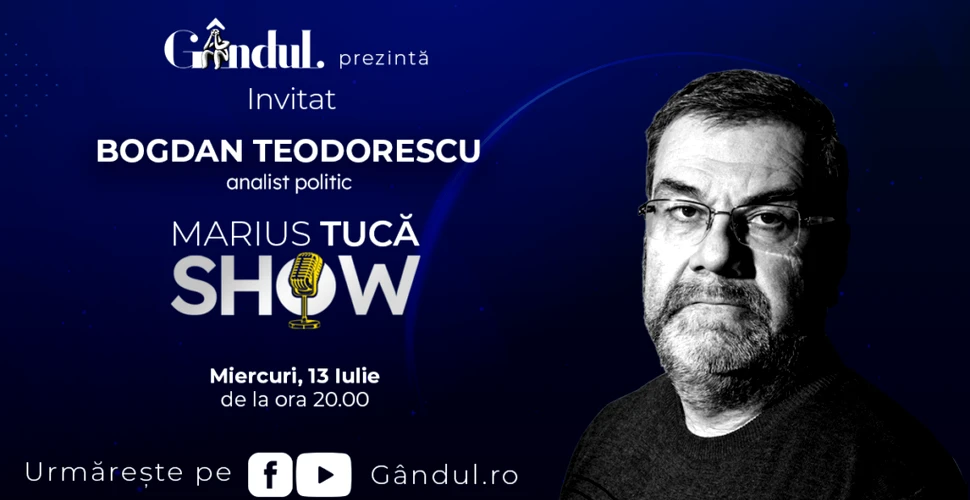 Marius Tucă Show începe miercuri, 13 iulie, de la ora 20.00, live pe gandul.ro