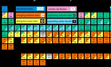 Acest tabel periodic fascinant arată provenienţa fiecărui atom din corpul uman. „Suntem făcuţi din praf stelar”