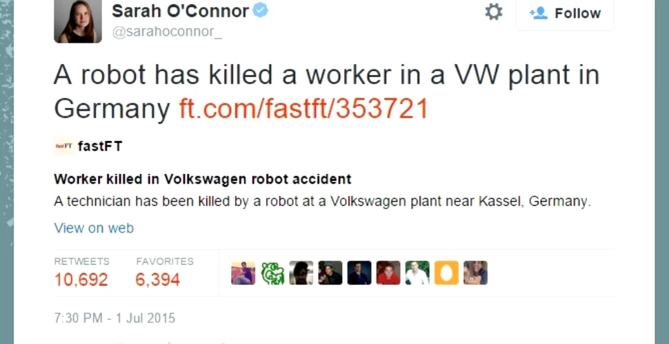 Un mesaj despre un robot ucigaş a inflamat twittosfera