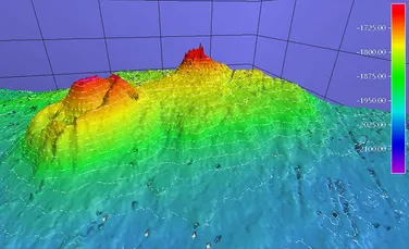 O structură subacvatică de mari dimensiuni, similară unui vulcan, găsită în largul statului Alaska