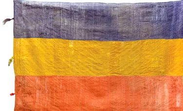 Steag folosit la Marea Adunare de la Alba-Iulia din 1918, expus la MNIR