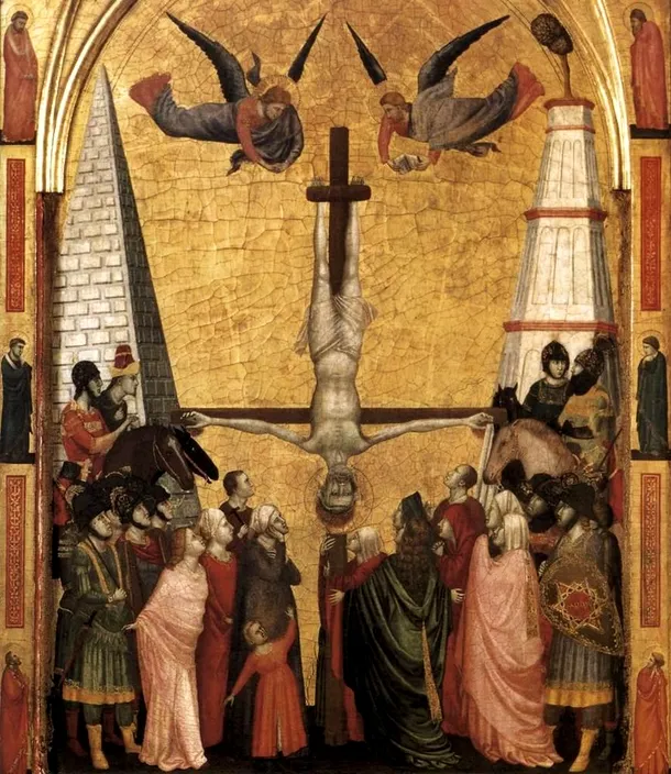 Piramida Meta Romuli în stânga, pictură de Giotto di Bondone
