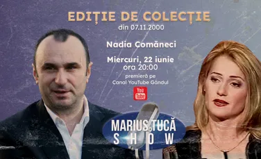 Marius Tucă Show începe de la ora 20.00 pe gandul.ro cu o nouă ediție de colecție. Invitată: Nadia Comăneci
