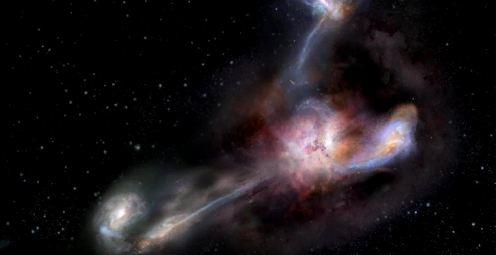 Astronomii au descoperit o galaxie canibală, cea mai strălucitoare şi mai lacomă din tot Universul. ”Păcatul” acesteia poate duce la autodistrugere