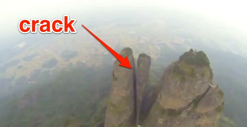 Cascadoria care îţi taie respiraţia: cu 200 de kilometri la oră printr-o crăpătură în munte (VIDEO)