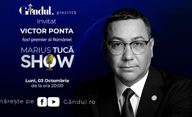Marius Tucă Show începe luni, 3 octombrie de la ora 20.00, live pe gândul.ro