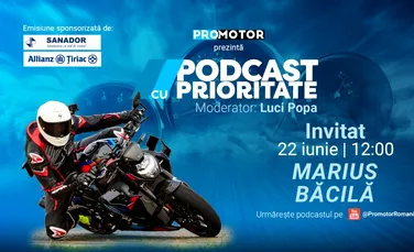 Marius Băcilă, invitat la „Podcast cu Prioritate” #104 by ProMotor. Discuții despre siguranța pe motocicletă, tehnici de pilotaj și miturile din lumea moto