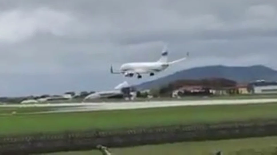 Momentul în care vântul extrem împiedică o aeronavă de pasageri să aterizeze la Salzburg. Avionul a fost redirecţionat pe un alt aeroport – VIDEO