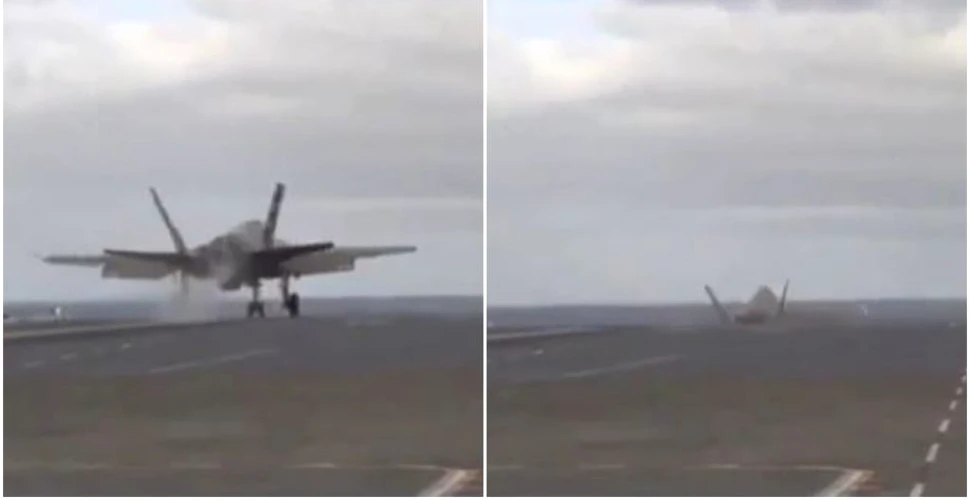 Clipe terifiante filmate la bordul unui portavion american. Un F-35 nu a decolat cu viteza care trebuia