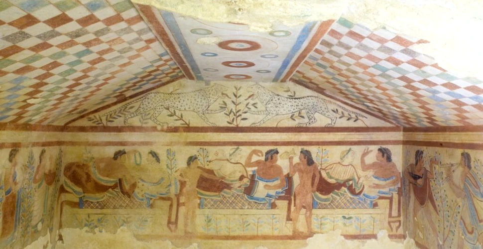 Un mormânt cu picturi uimitoare a fost scos la lumină într-o necropolă etruscă