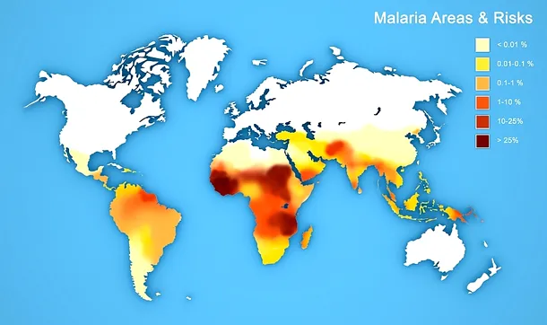 Riscul de malarie în jurul lumii