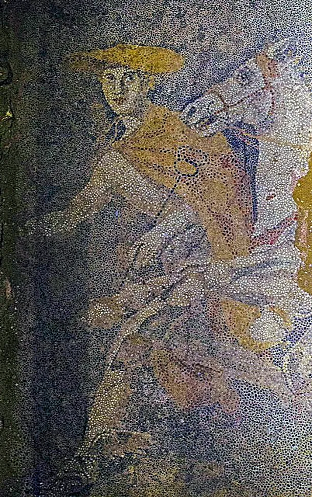 Detaliul al mozaicului descoperit în mormânt