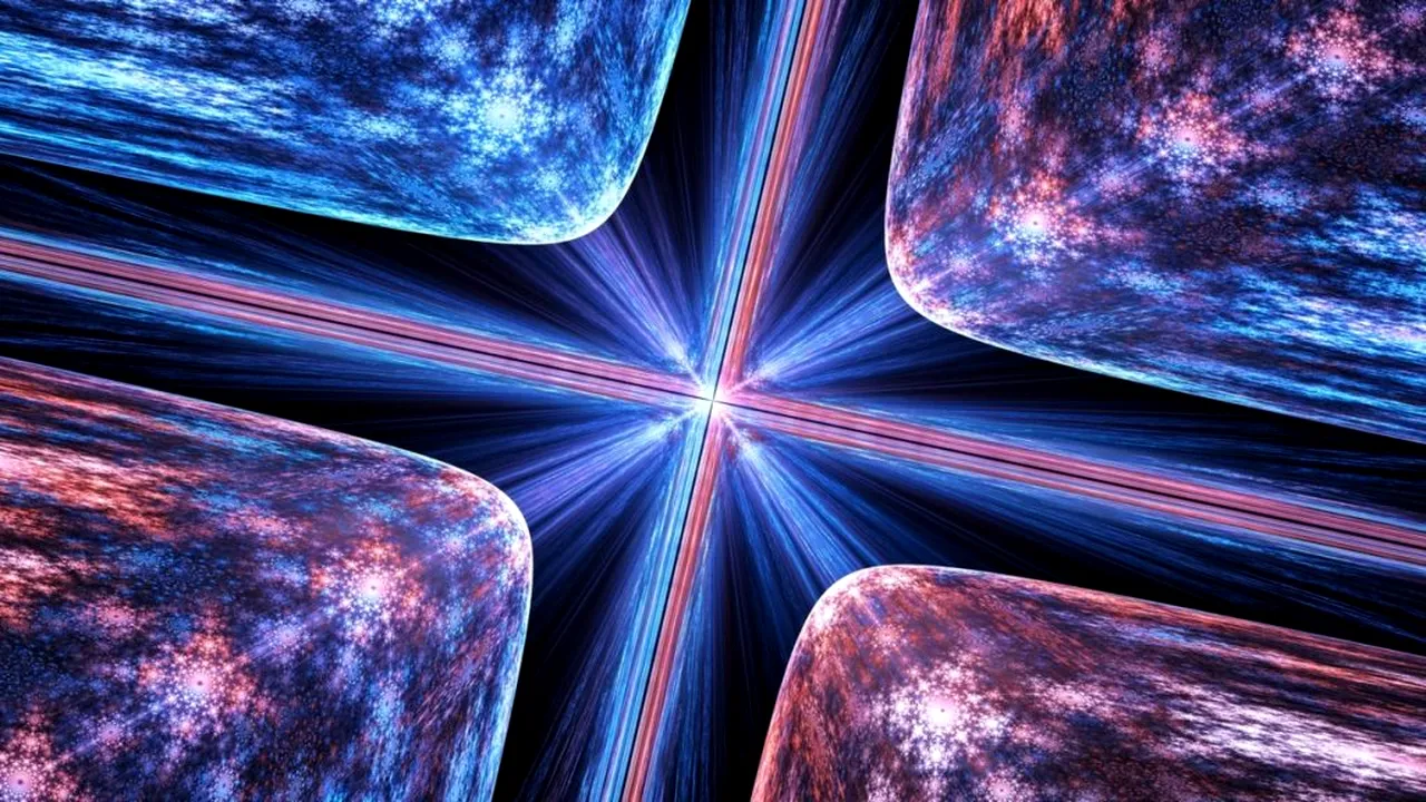 Glowing quantum theory, computer generated abstract background, 3D rendering 