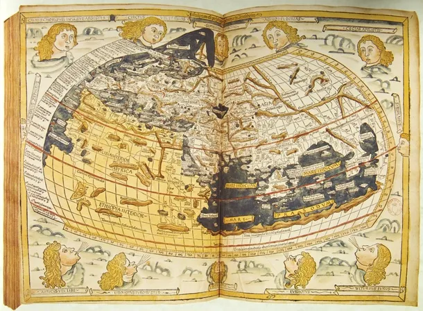 Hartă din Evul Mediu, folosită de navigatorii hanseatici.