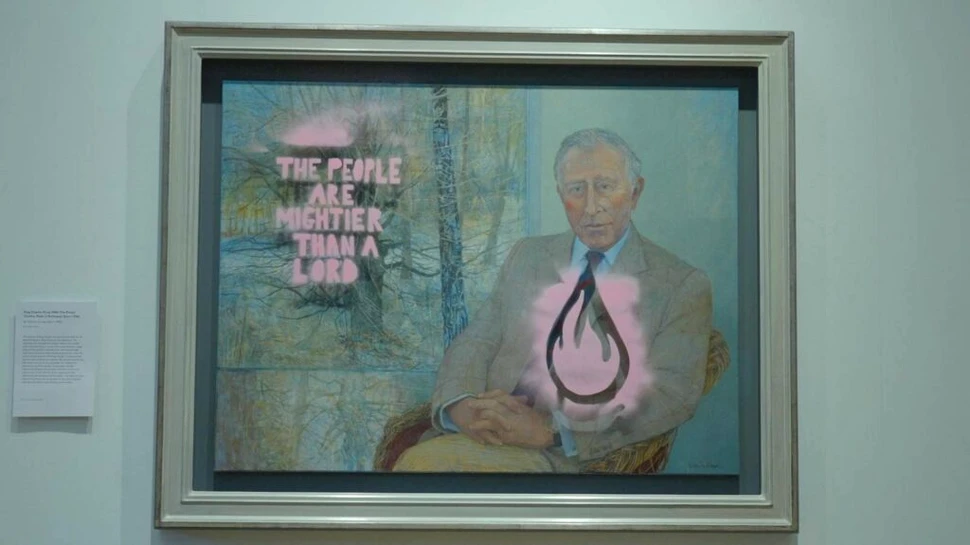 Un portret al regelui Charles al III-lea, ţinta activiștilor pentru climă