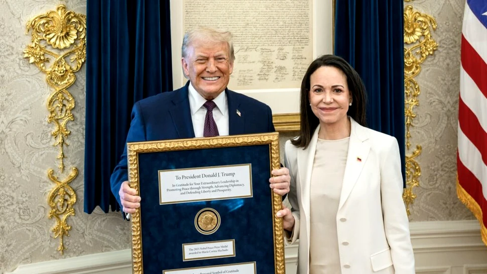 Cum a reacționat Centrul Nobel pentru Pace după ce Donald Trump a primit medalia Nobel de la Machado