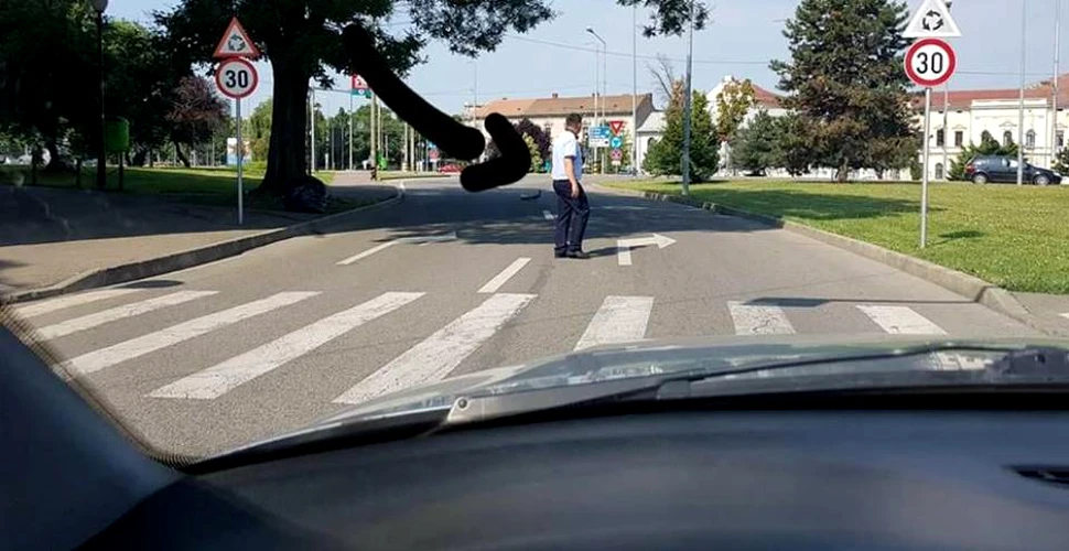 Un poliţist din Oradea a oprit traficul pentru a permite traversarea străzii de nişte boboci de raţă