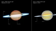 Atmosfera haotică a lui Saturn, dezvăluită de telescoapele James Webb și Hubble