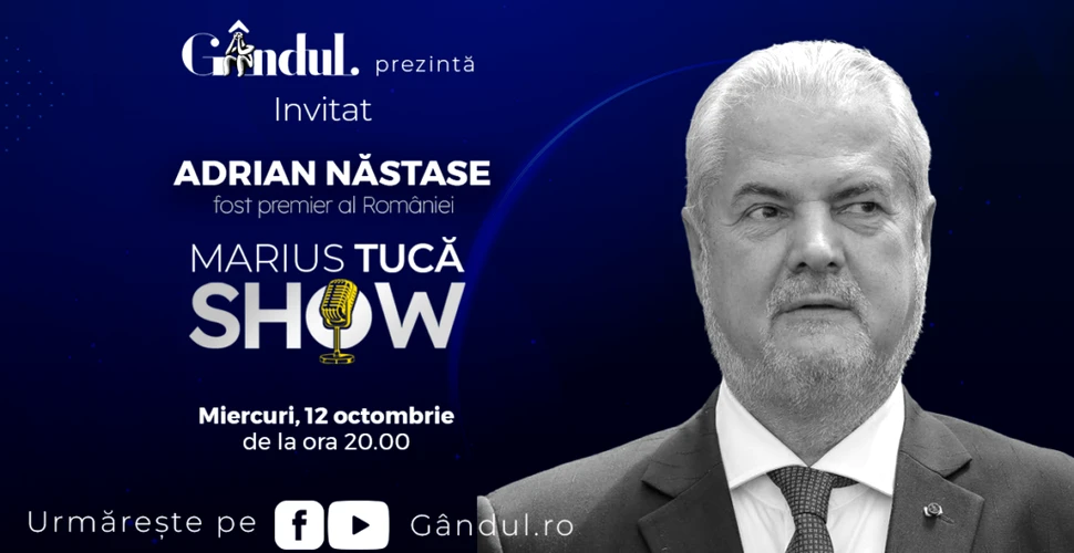 Marius Tucă Show începe miercuri, 12 octombrie, de la ora 20.00, live pe gândul.ro