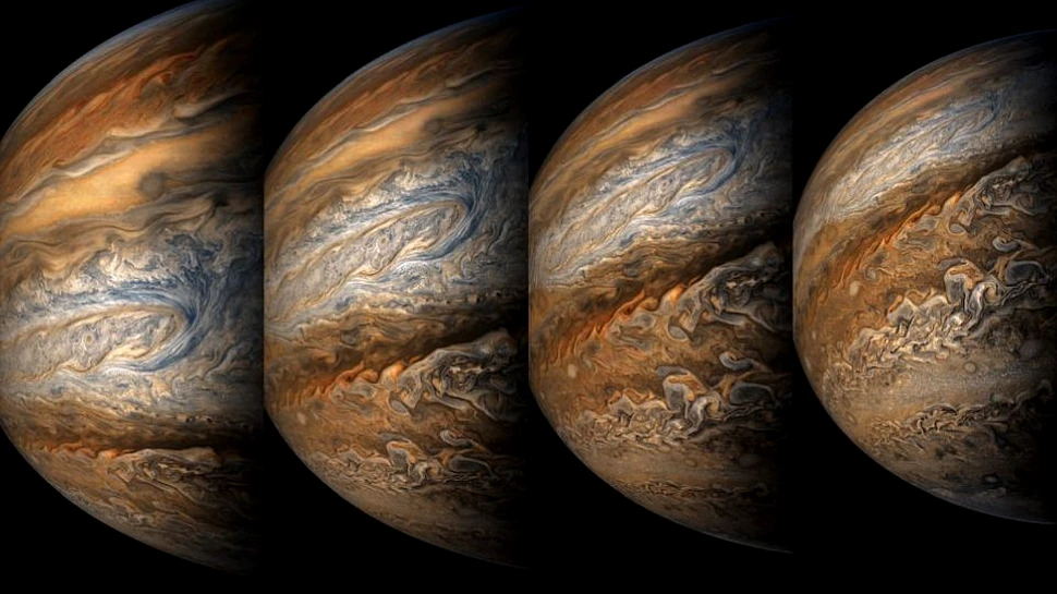Sonda Juno a realizat imagini uimitoare cu turbulenţele norilor de pe Jupiter